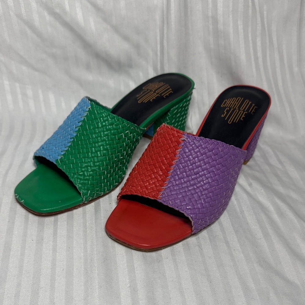 Charlotte Stone Lena Woven Mules sz 7